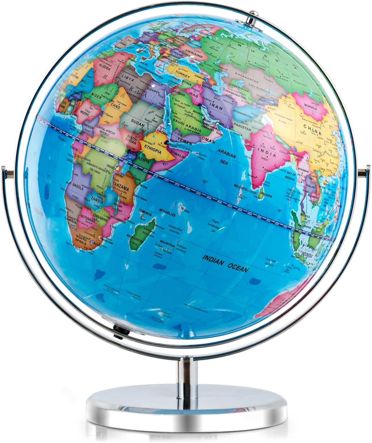 COSTWAY Illuminated World Globe, 13?? Desktop Geographic Globe w/LED Light & Easy-to-Read Clear Map for Students, 720?? Rotation Decorative Globe, Educational Interactive Globe for School, Classroom