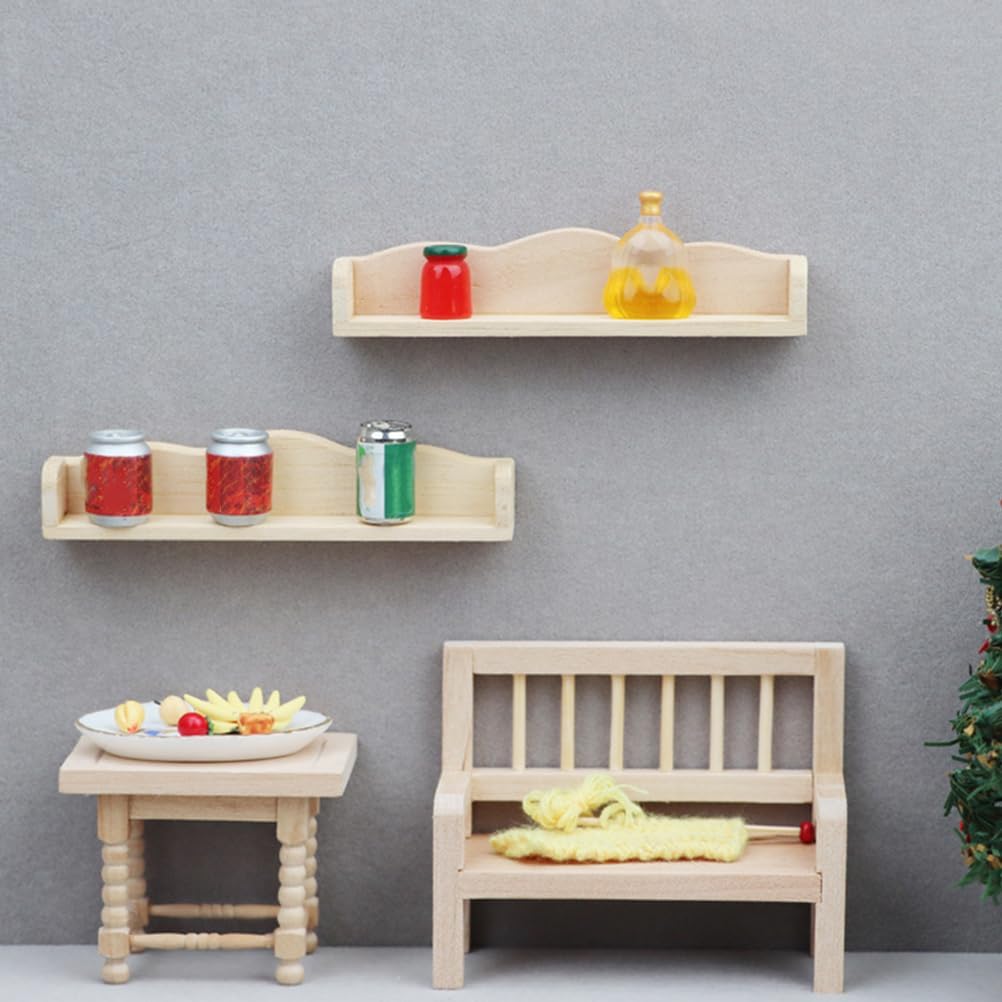 Dollhouse Wall Shelf Miniature Wooden Shelves 1: 12 Scale Tiny Wood Storage Rack Models for Doll House Room Furniture Accessories - Image 5