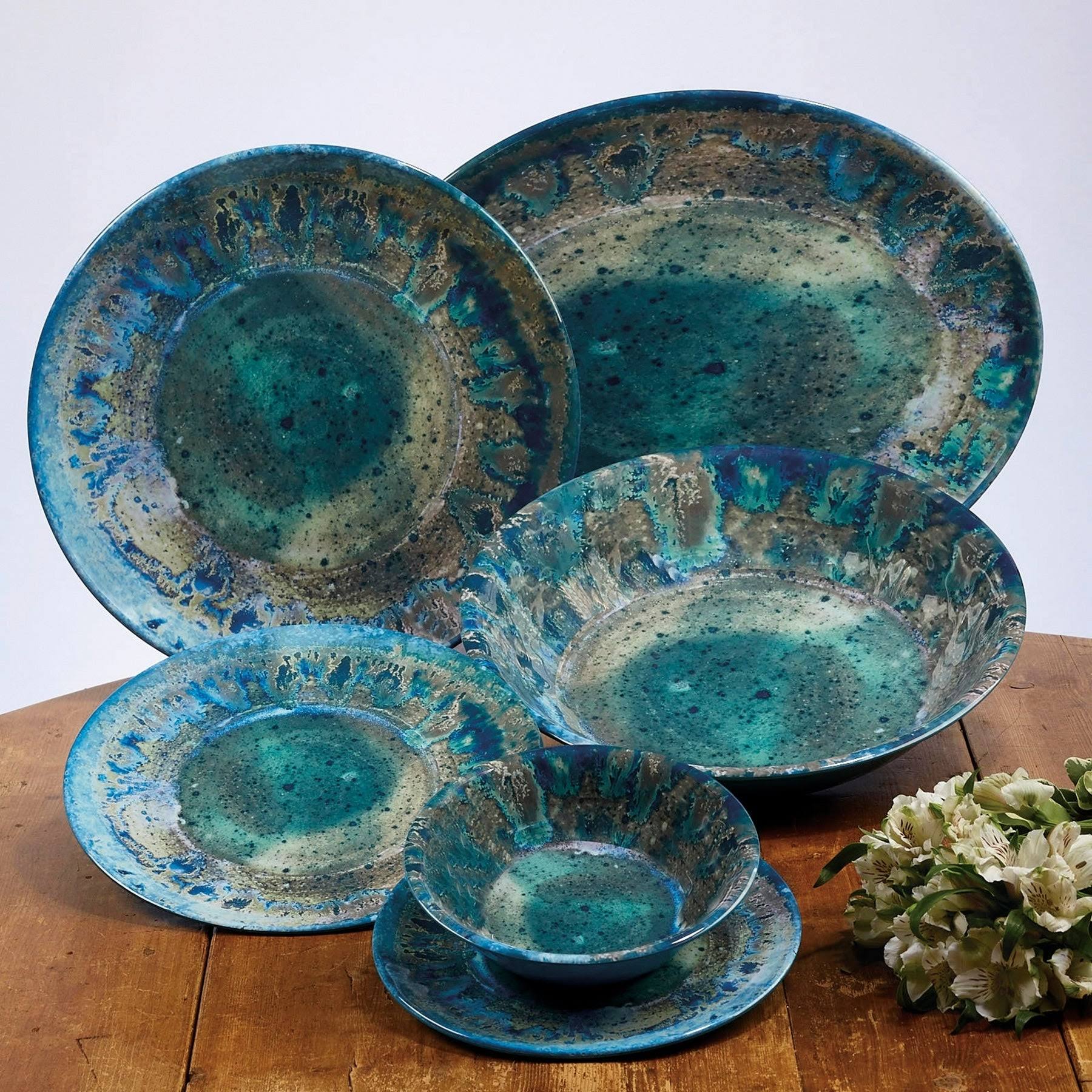 Certified International Radiance Teal Melamine 12 PC Dinnerware Set - Image 3