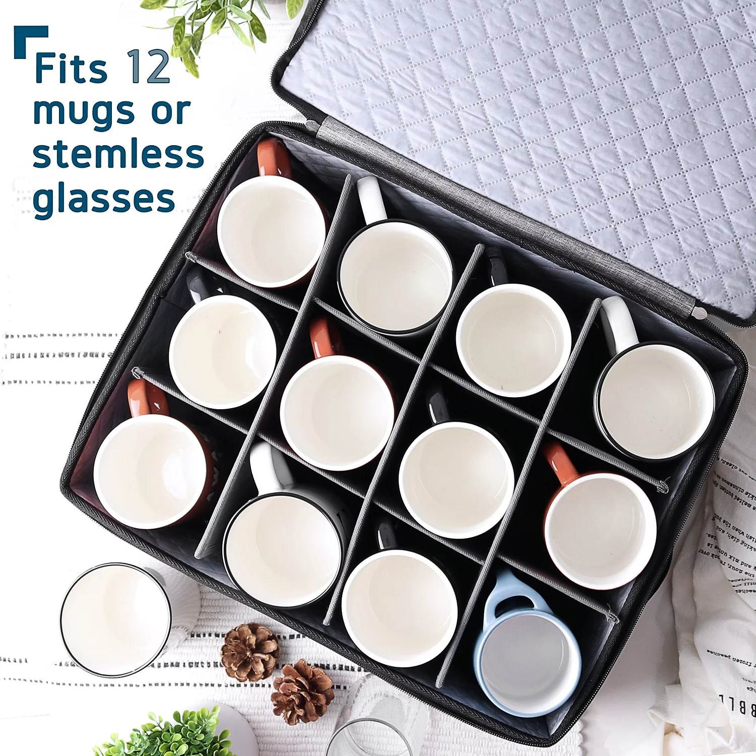 StorageBud Dinnerware Storage Container Set for Plate, Cup, Flatware, Stemware, & Platter Sets- Gray ( 8pc) - Image 7