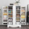 47?? Kitchen Pantry Cabinet with Drawer, Pantry Storage Cabinet with Adjustable Shelves, White Kitchen Pantry Storage Cabinet, Buffet Cupboards Sideboard for Home Office Use