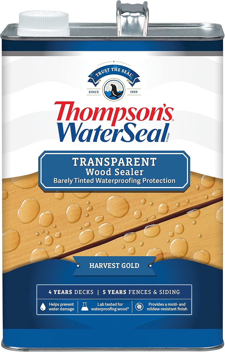 Thompson??s WaterSeal Transparent Waterproofing Wood Stain and Sealer, Harvest Gold, 1 Gallon
