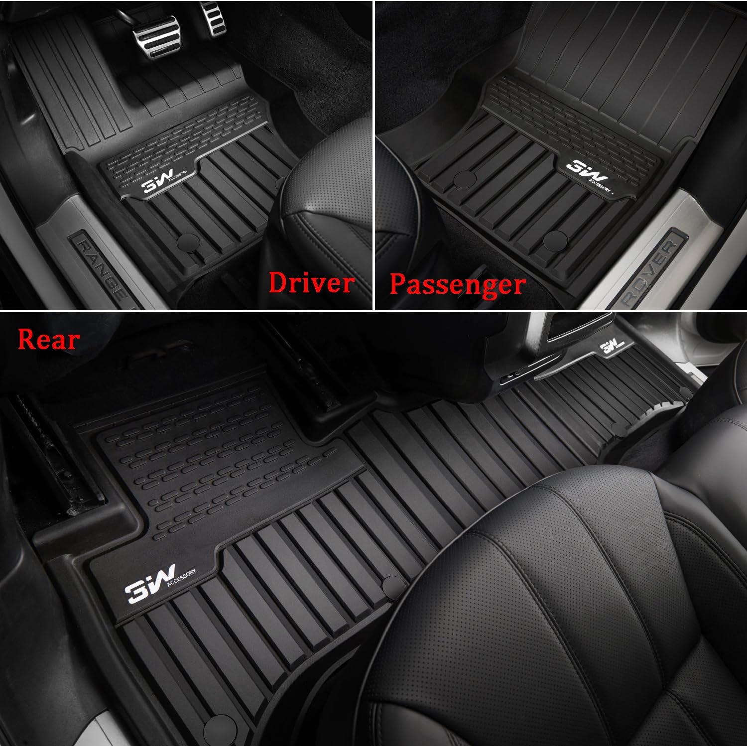 3W?Floor?Mats?Compatible for Range Rover Velar 2017-2022 TPE?All?Weather?Custom?Fit?Floor?Liner?for Range Rover Velar1st?and?2nd?Row?Full?Set Car?Liners Black - Image 3