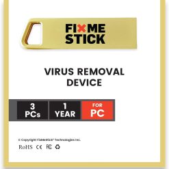 FixMeStick Gold Computer Virus Removal Stick for Windows PCs – Unlimited Use on Up to 3 Laptops or Desktops for 1 Year – Works with Your Antivirus