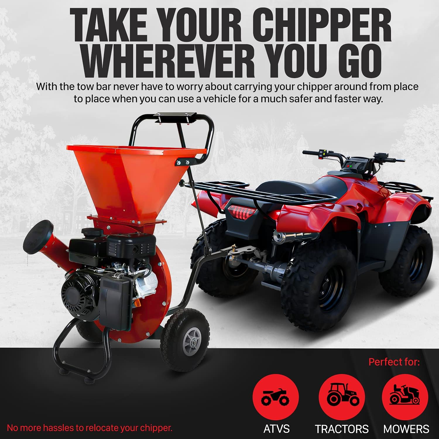 GreatCircleUSA Universal Wood Chipper Shredder Mulcher Tow Bar Kit PRO Heavy Duty Adjustable Accessory, Landworks, SuperHandy, Harbor Freight, Tazz & Earthquake (Wood Chipper NOT Included) - Image 5