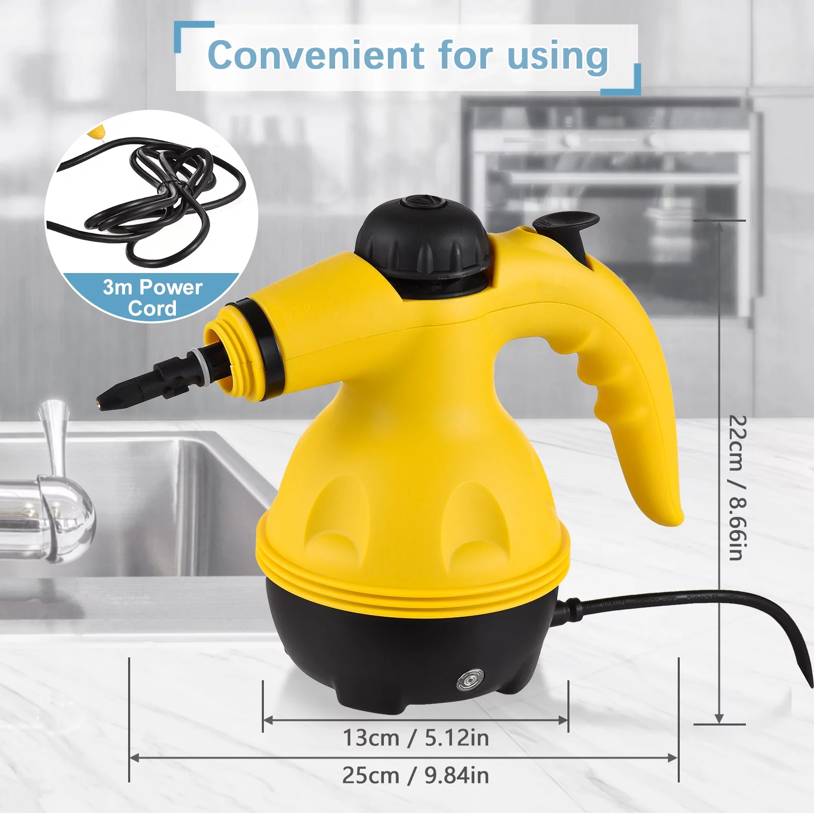 TOMSHOO Handheld Steam Cleaner 1000W Portable High Temperature Steamer for Cleaning with 10Pcs Accessories, for Kitchen Sofa Bathroom Car Window - Image 6
