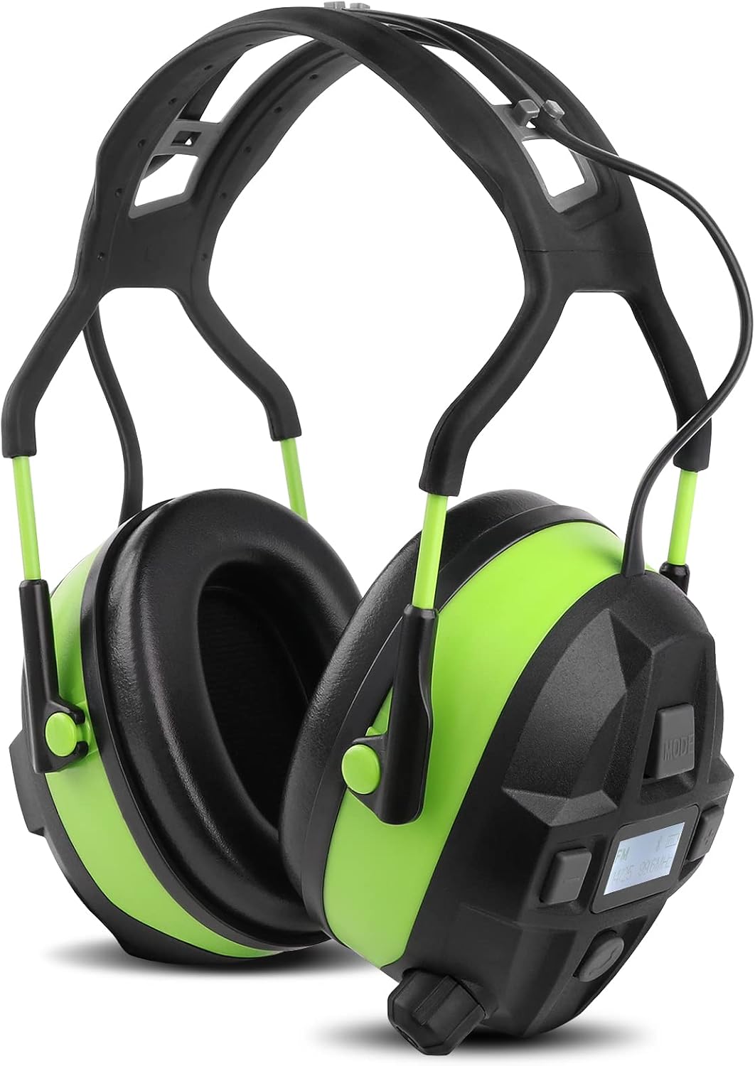 Bluetooth Hearing Protection, FM MP3 Noise Reduction Radio Headphones with 29dB NRR, Safety Ear Muffs with Bluetooth Radio, Wireless Cancelling Bluetooth Rechargebale FM Radio Headphones, Green