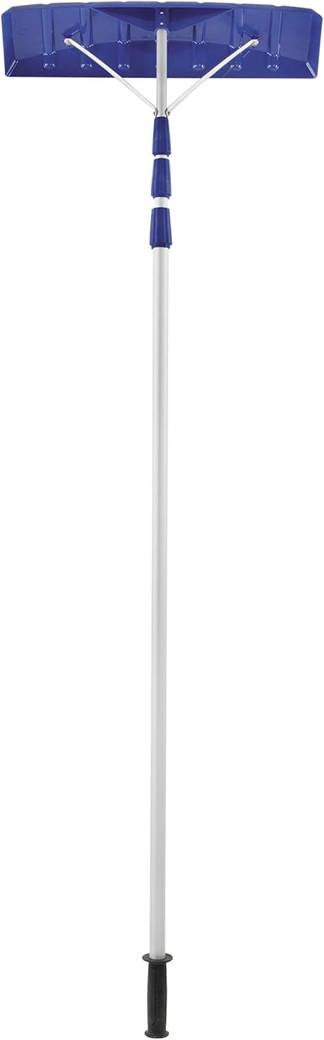 Snow Joe RJ204M 21′ Twist-n-Lock Telescoping Snow Shovel Roof Rake with 6 by 25 Poly Blade, 25 inches, Blue - Image 2